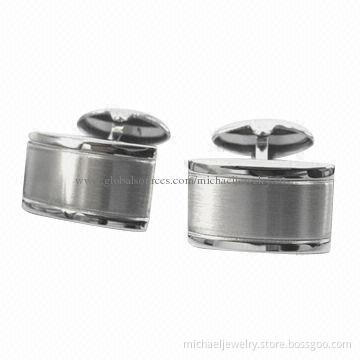 Stainless steel cufflinks, rectangle, with radian, classic and lovely